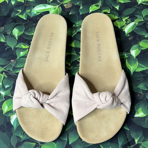 Jack Rogers pink suede slide sandals - Picture 3 of 6